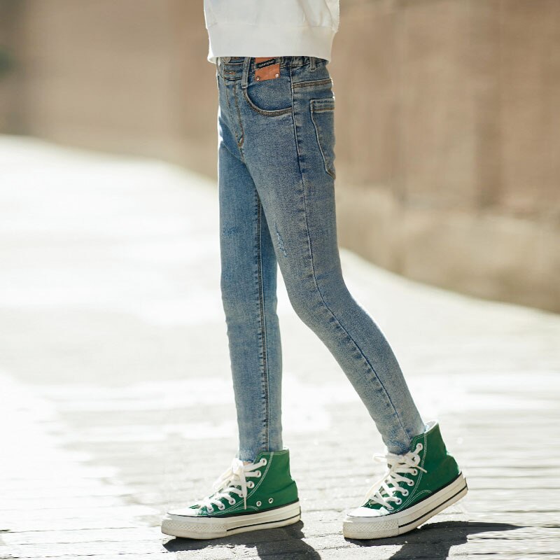 Ripped Jeans for Girls 810 years Skinny Pants Grey Blue Jeans for Teenage Girl: Blue / 10