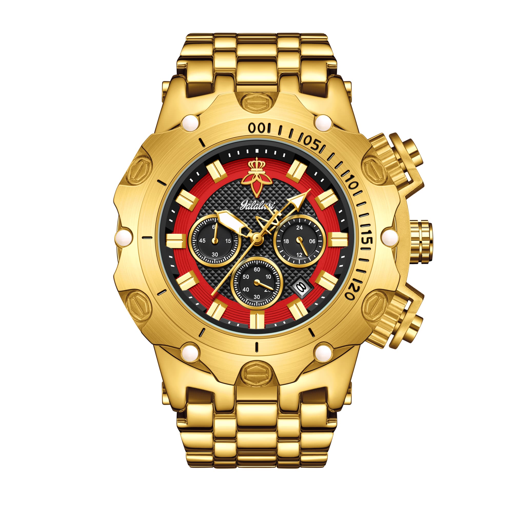 YaLaLuSi Men's Quartz Watch Dominant Multi Functional Practical Style Timepiece for Gentlemen: Red