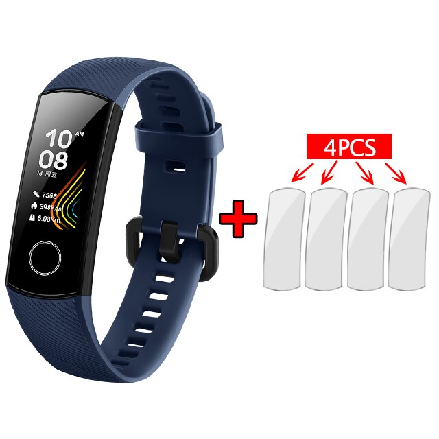 Original Huawei Honor Band 5 Smart Armband Oximeter Touchscreen Magische Farbe Schwimmen Erkennen Herz Rate Schlaf Nickerchen Ehre Band5: Blue Add Films