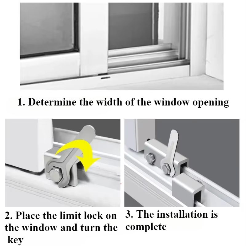 Türen und Fenster aus Aluminiumlegierung, feste Push-Pull-Kindersicherheitsschnalle, Diebstahlsicherung, Fensterschlossbegrenzer