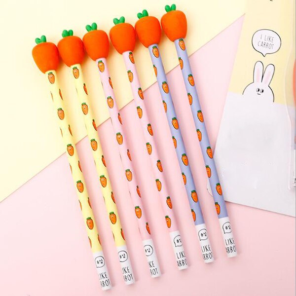 2PCS/lot Carrot Wooden Pencils HB With Carrot Erasers School Stationery Standard Sencil Office Material Student Supplies ss-143