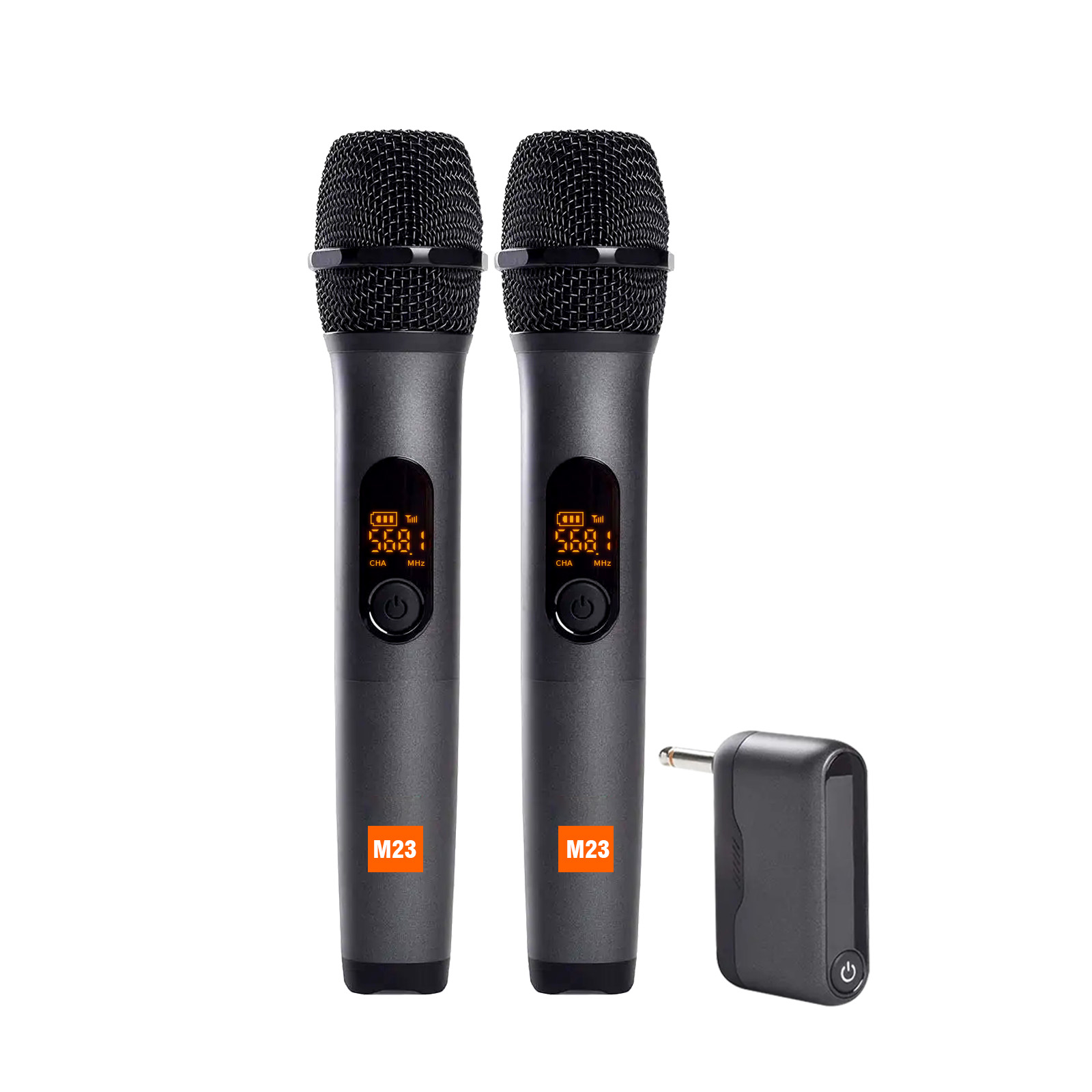 M23 UHF 2-kanaals draadloos microfoonsysteem met oplaadbare ontvanger Draadloze handmicrofoon voor Karaoke Church Party DJ