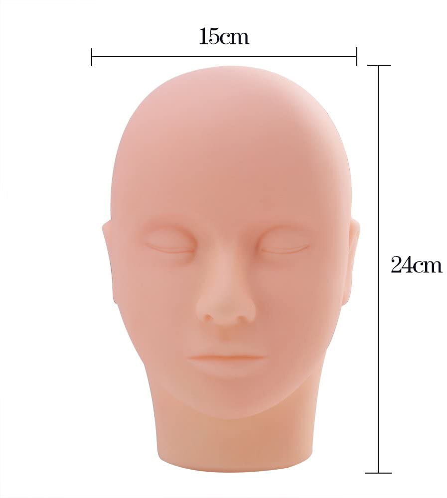 Cosmetology Bald Practice Training Head for Makeup Manikin-Cosmetology Mannequin Doll Face Head Eyelashes Massage Training