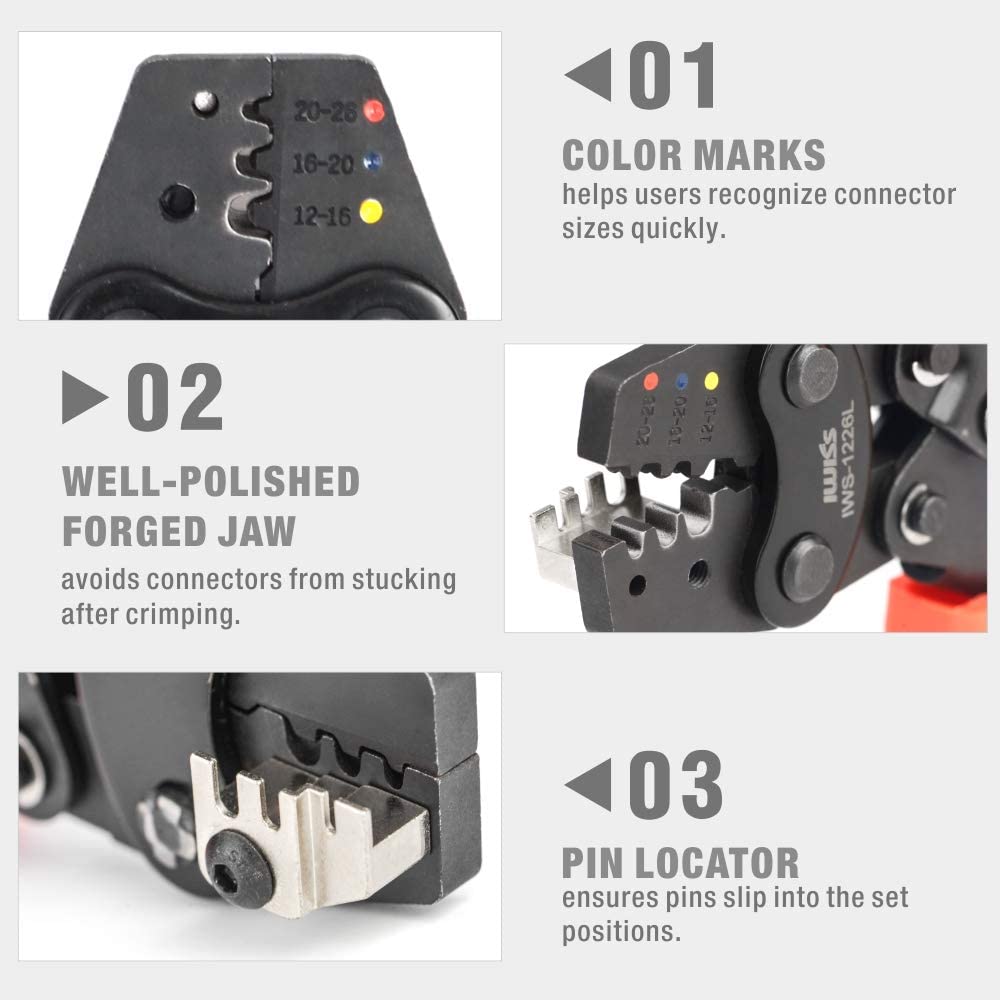IWS-1226L Crimping Tools Work for Raychem TE MiniSeal Low Profile Environmental Splices M81824/1-XX from AWG26-12 Crimpier Plier
