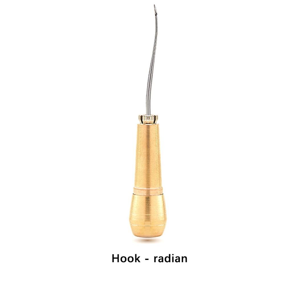 1pcs Canvas Leather Sewing Awl Needle Hand Stitch Copper Handle Awl DIY handcraft for Shoe Handmade Leather Repair Sewing Tools: Hook