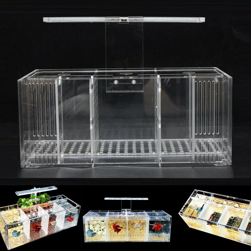 Aquarium LED Acrylic Betta Fish Tank Set Mini Desktop Light Water Pump Filters-Triple