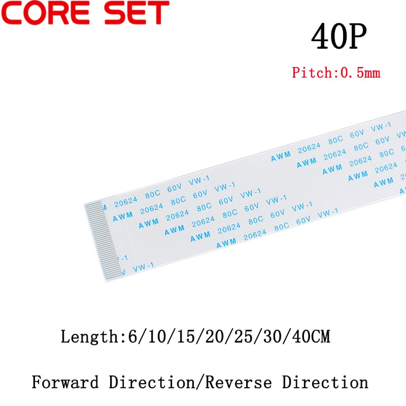 10 st/lot platt flexibel kabel 40p ffc fpc lcd kabel awm 20624 80c 60v vw -1 ffc -0.5mm 40 stift
