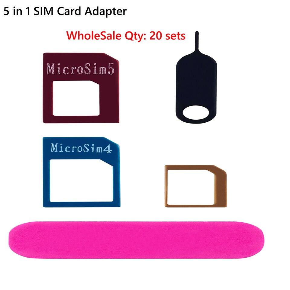 20 Set/partij Micro Nano Sim-kaart Standaard Adapter Connector Kit Sim-kaart Telefoon Accessoire Micro Pin Converter Voor Iphone6s 5 samsung