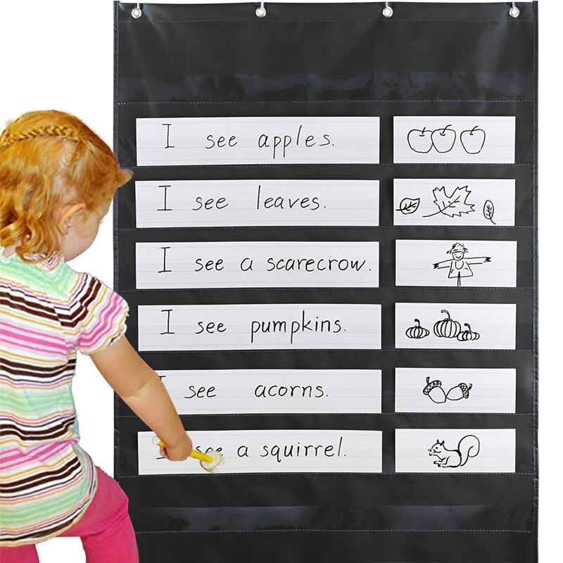 Classroom Children Pocket Chart with Hook Schedule for Home School