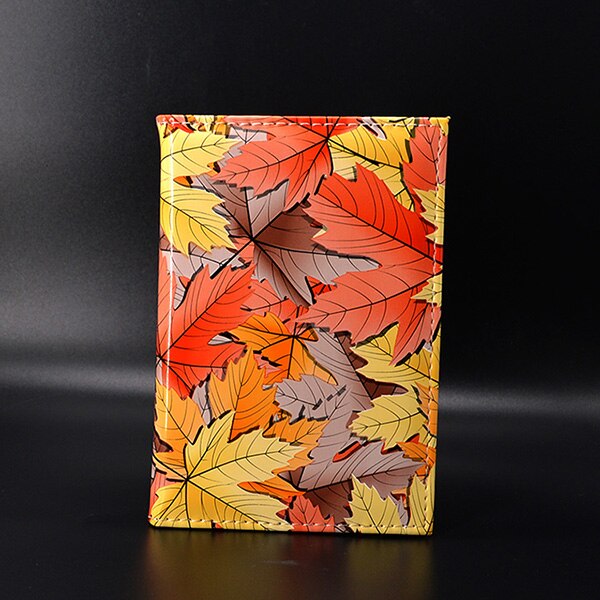 Söt lönnlöv kvinnor passfodral resor pu läderfodral för pass reseplånbok pasportskydd passportfodralhållare: Färg 2