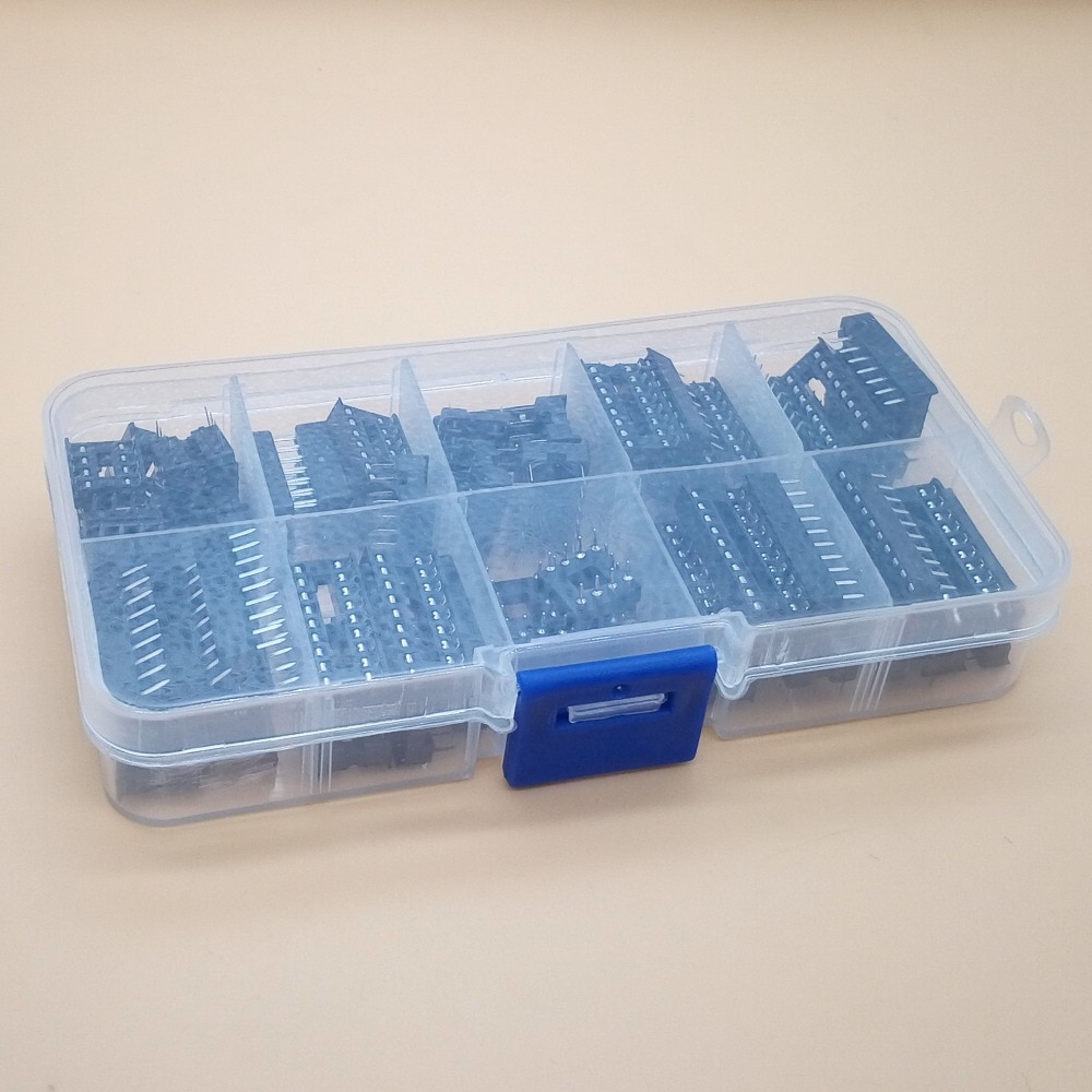 55 st/lot dip ic-uttag adapter lödtyp uttagssats 6,8,14,16,18,20 stift rund stift 8p