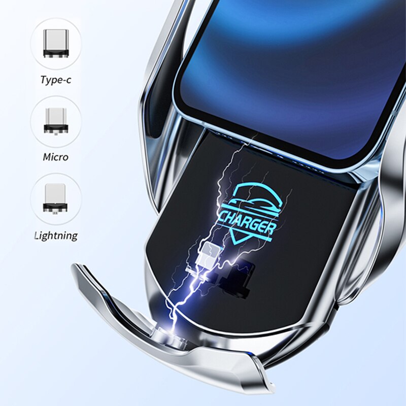 Smart Sensor Automatic Clamping 15W Fast Car Wireless Charger Stand Air Outlet Multifunction Phone Wireless Charging Bracket