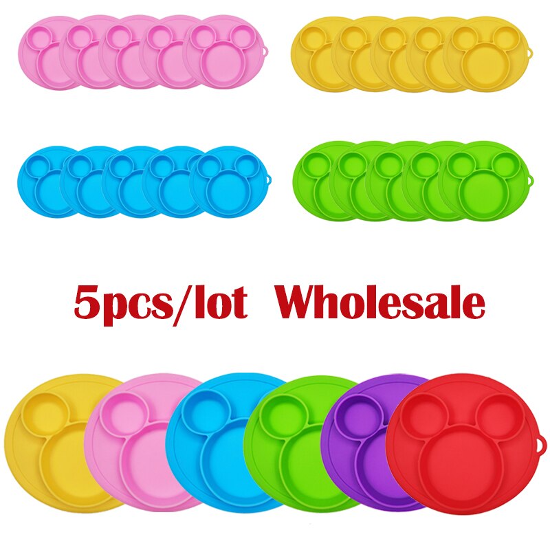 5 stuks/partij baby siliconen bordjes kinderkom borden babyvoeding siliconen kom baby silicagel borden kinder serviesgoed