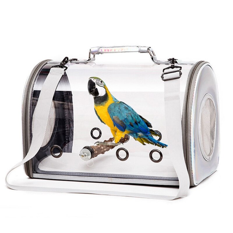 Bird Carrier with Stand Perch Portable Bird Travel Cage Breathable Parrot Transport Travel Bag Go Out Backpack for Small Animals
