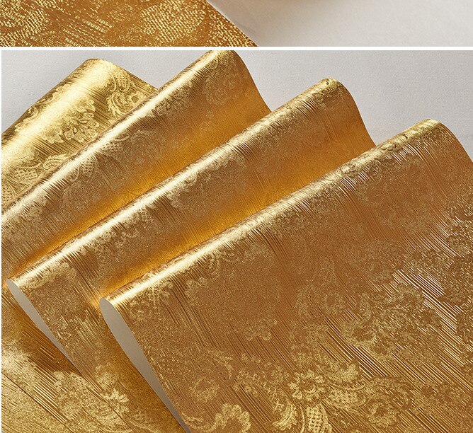 Luxus Reflektierende Draht Zeichnung Gold Folie Tapete PVC funkeln metallisch Wandbild Tapete Wasserdicht für Wohnzimmer Bar 10 M