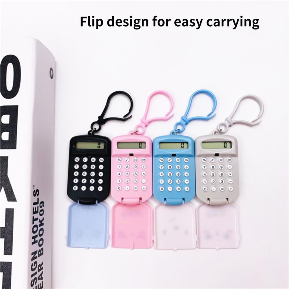 Mini Calculator Cute Emoticons Plastic Cartoon Digital Calculator with Key Ring Office Supplies