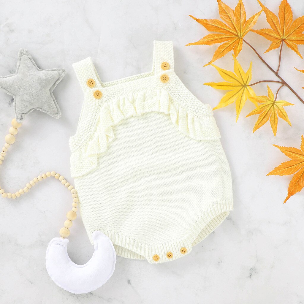 Para recém-nascidos macacão roupas da menina do bebê recém-nascido meninas meninos inverno malha outwear colete plissado camisola macacão bodysuit