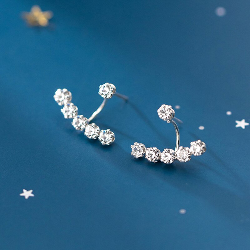 Inzatt Real 925 Sterling Zilver Een Rij Van Zirkoon Stud Oorbellen Voor Mode Vrouwen Verjaardagsfeestje Leuke Fijne Sieraden Accessoires