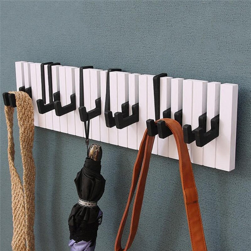 Perchero de madera Estilo de Piano para colgar en la pared, estante para decoración, colgador magnético, gancho de almacenamiento de anillo