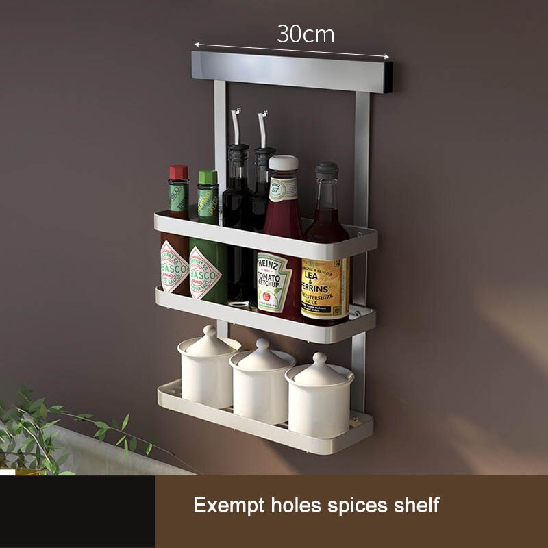Kitchen Home Storage Organization Hooks Bedroom Hanger Hanging Rack Holder Hooks Spices cutter dishes putting: 2layer spices shelft