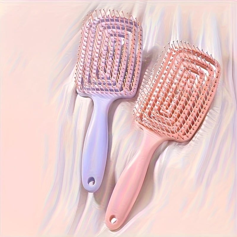 Brosse à cheveux démêlante ergonomique ajourée, creuse ergonomique avec poignée, douce sur les cheveux humides/secs pour tous les Types, 1 pièce