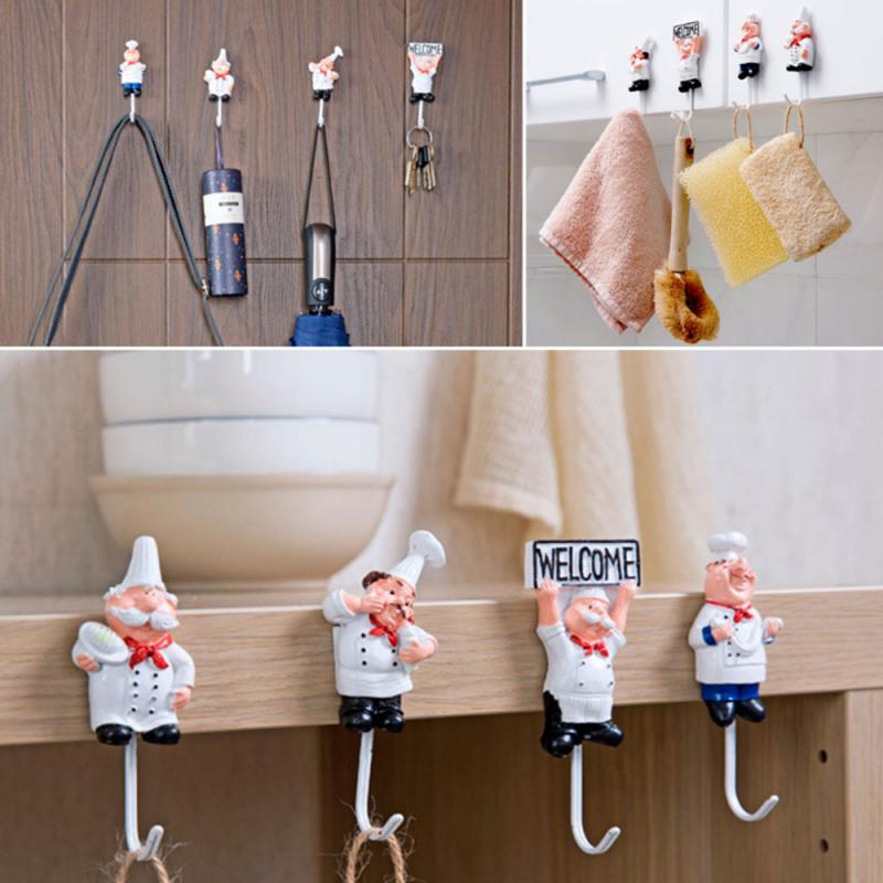 Rvs Haak Cartoon Koken Chef Leuke Haak Keuken Badkamer Handdoek Muur Haak Decoratie Plakken Opbergrek