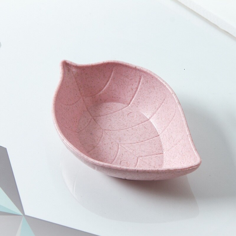4Pcs Dip Plate kitchen wheat straw seasoning dish plastic Leaf shape pickles small plate tableware dip snack sauce dish