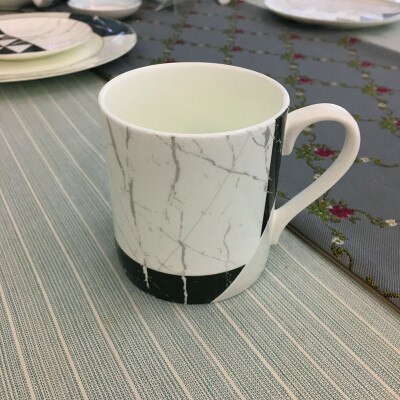 Vajilla de porcelana con patrón de mármol, plato de cerámica para aperitivos, postres, ensalada, fruta, bandeja de servicio, vajilla, juego de taza y platillo: Mug