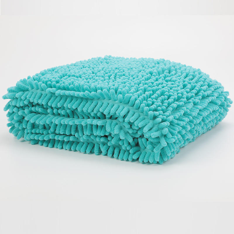 Kæledyrstørrehåndklæde superabsorberende kat badehåndklæder polyester bomuldstæppe fiber chenille hvalp kæledyr hundplejeværktøj: Blå