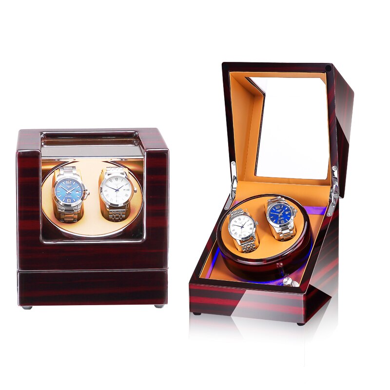 Devanadera de reloj mecánico con pantalla LED, soporte de caja de almacenamiento de joyería, agitador de Motor, rotador automático silencioso, 5 modos: orange