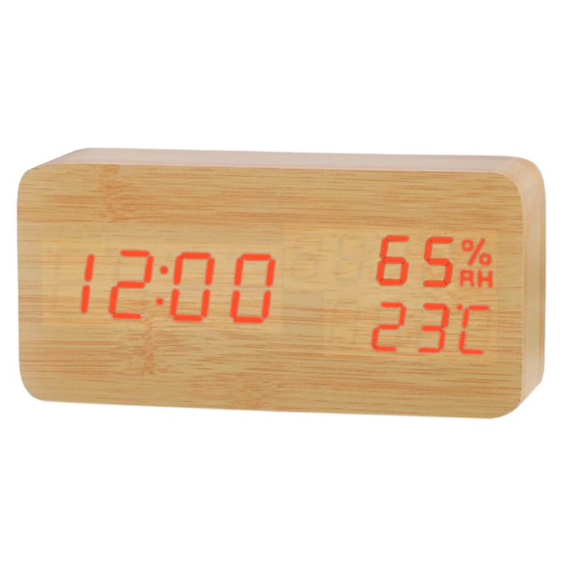 Multifunction Alarm Clock in Wood Digital Alarm Clock Prevent Being Late and Sleeping Home Decoration: B-R