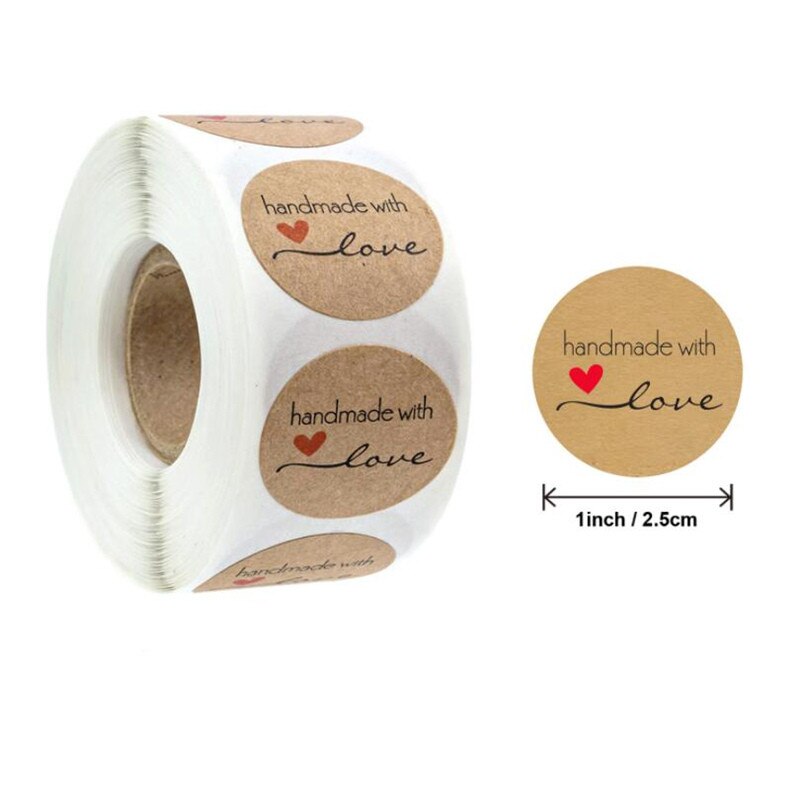 500Pcs/Roll "Handgemaakt Met Liefde" Sticker Voor Envelop Afdichting Labels Sticker Sieraden Maken Pakket Sticker Supply: B06