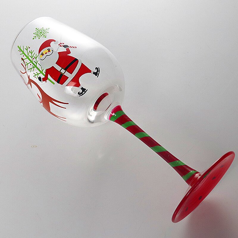 1/2Pcs 450ml Christmas Wine Glass Cup Hand Painted Santa Claus Wine Crystal Goblet Home Decoration Christmas Party Drinkwar