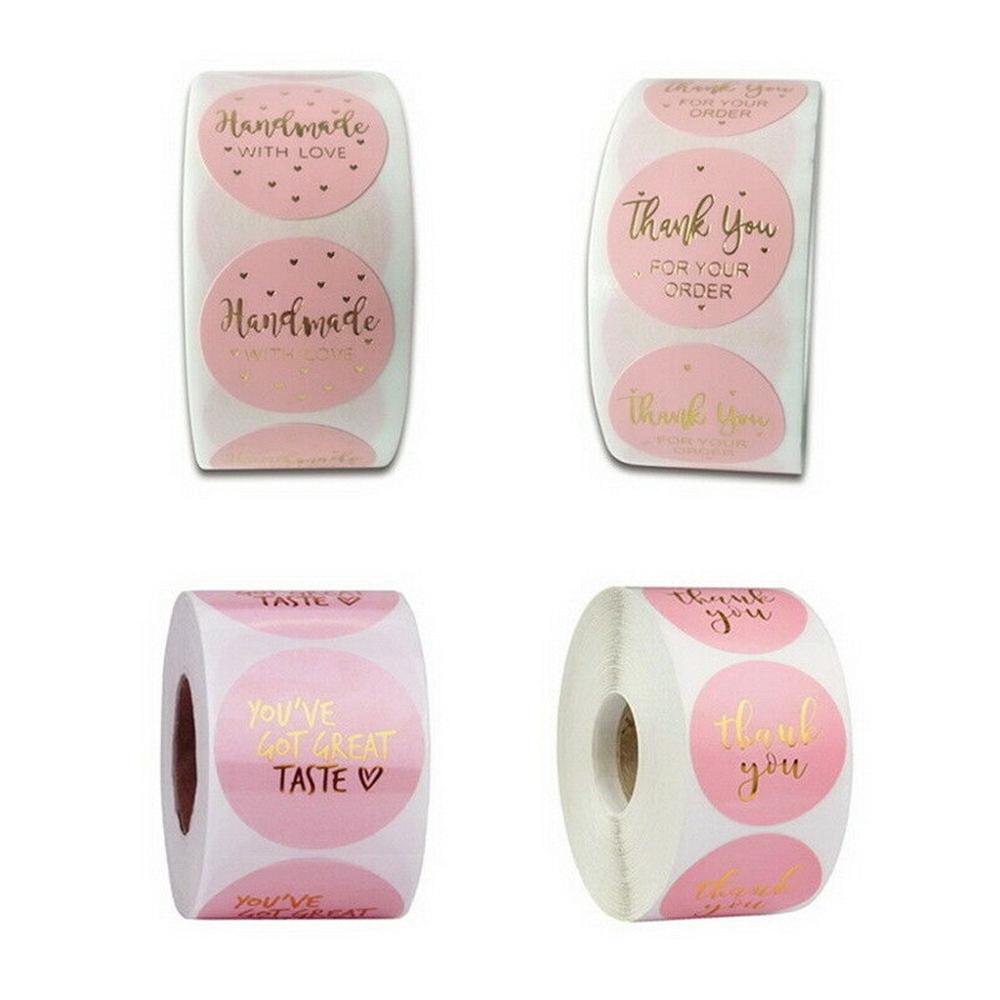 500pcs Round Labels Kraft Paper Thank You Sticker Dragees Candy Bag Flower Box Cake Boxes And Packaging Wedding Stickers