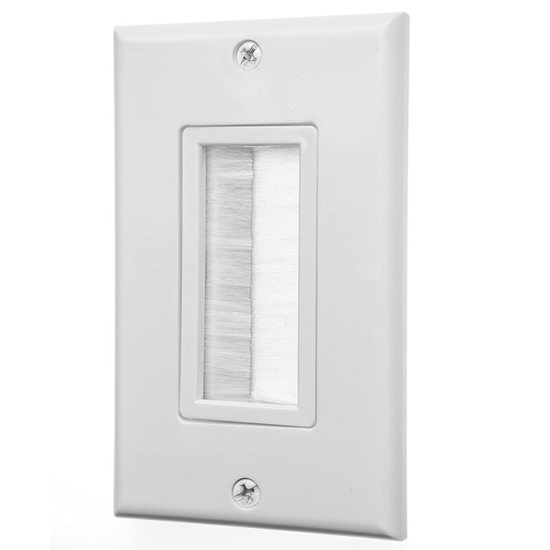 Placa de pared de cepillo, estilo Decora, Cable de paso a través de inserto para cables, correa de acceso de Cable de banda única, enchufe de pared