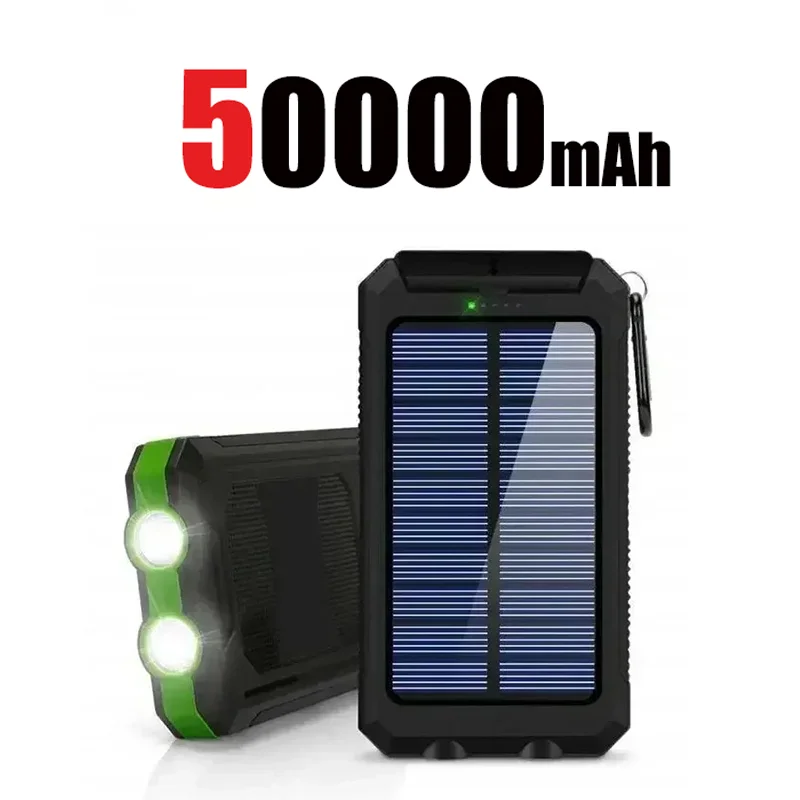200000mAh Power Bank Fast Charging Outdoor Large Capacity External Battery Solar PowerBank Flashlight For iPhone Huawei Xiaomi: Blue