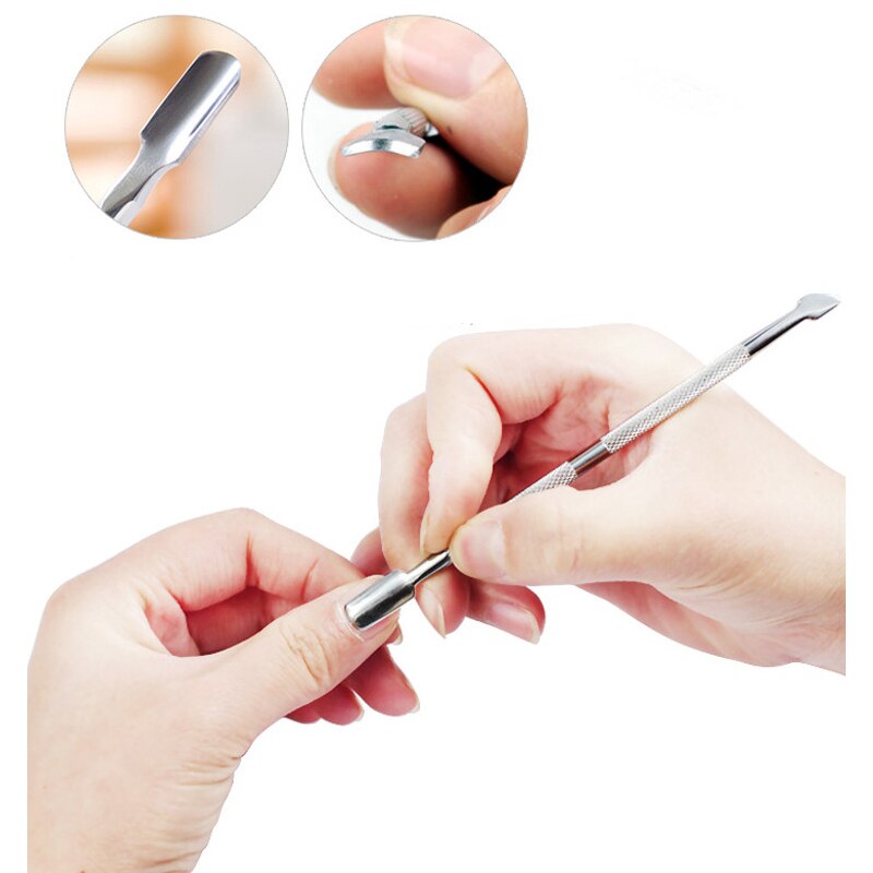 4 Uds cuchara para cutículas eliminador de cutícula de uñas de acero inoxidable eliminador de cutículas la piel muerta empujar manicura herramienta de cuidado de uñas