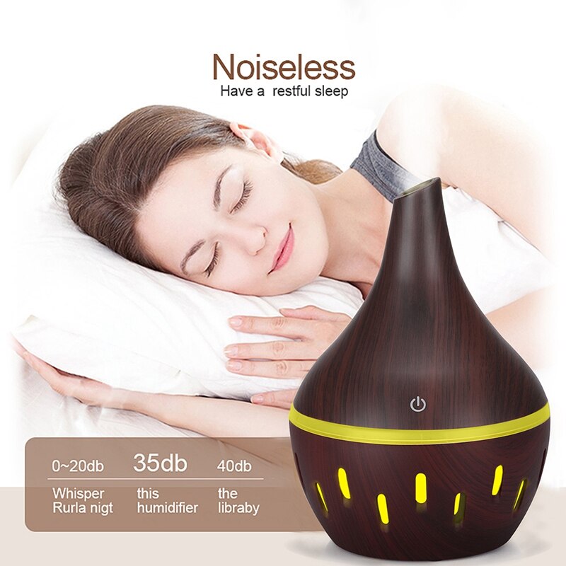 USB Wood Grain Essential Oil Diffuser Ultrasonic Air Humidifier Household Aroma Diffuser Aromatherapy Mist Maker with Light