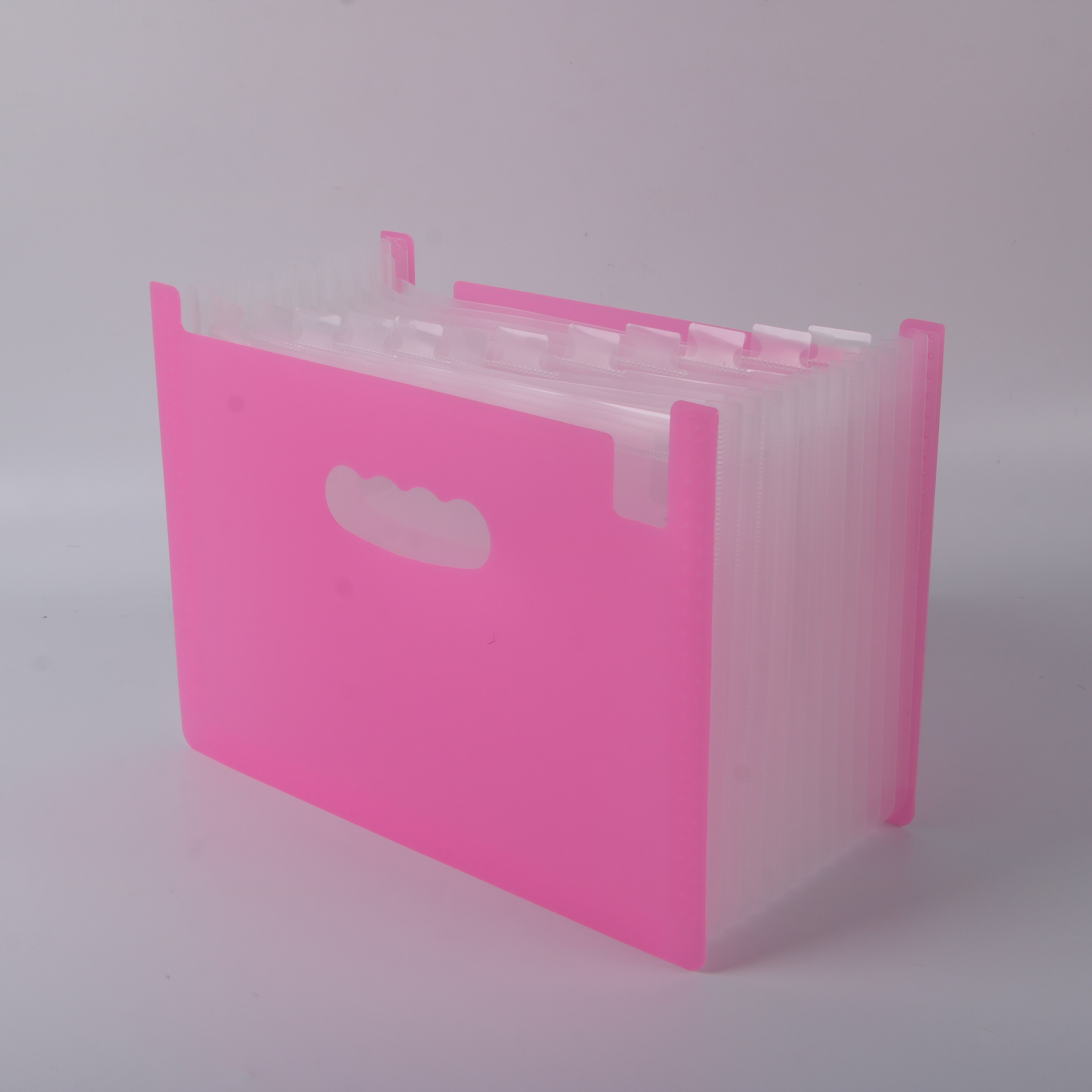 A4 large capacity folder file package Paper Organizer Storage Holder Multilayer Expanding Box School Office: pink