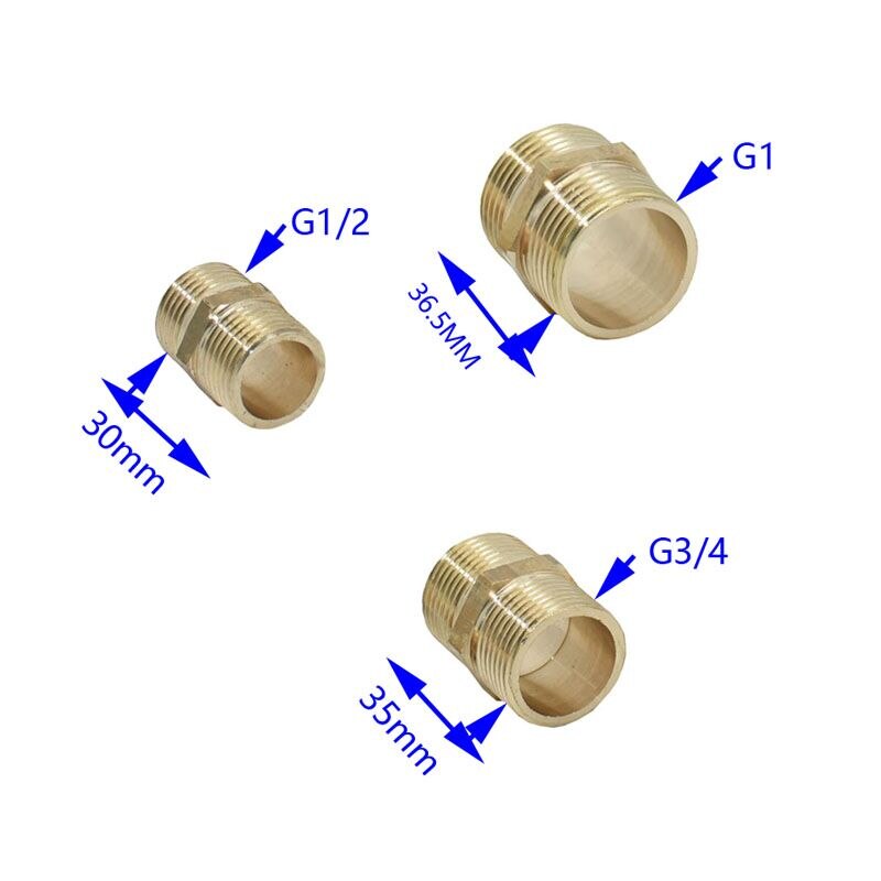 1/2 3/4 1" brass metal threaded Male connectors G1/2 G3/4 G1 copper 2 way thread Repair joints Extended repair joints 1pcs