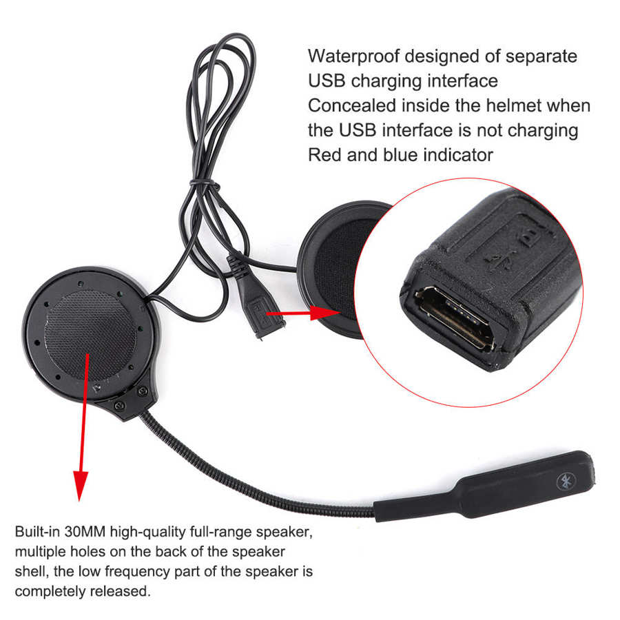 Helmet Headset ABS Material Portable Bluetooth Helmet Adapter Headphone Waterproof Anti-Interference Motorcycle Riding