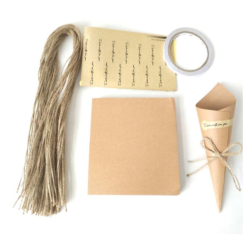 50 sztuk DIY retro kreatywne składane pudełko na prezenty z papieru pakowego stożek bukiet robić pakowania w kwiaty wesele świąteczne rzemiosło dekoracyjne