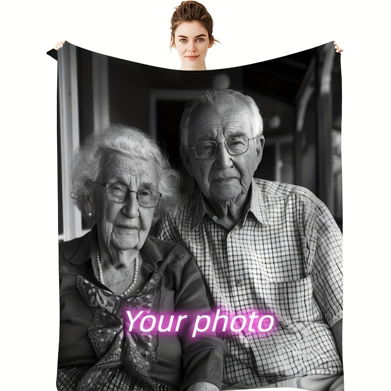 1 manta personalizada con texto de foto, manta personalizada, manta de personalizada para familia, Día de San Valentín