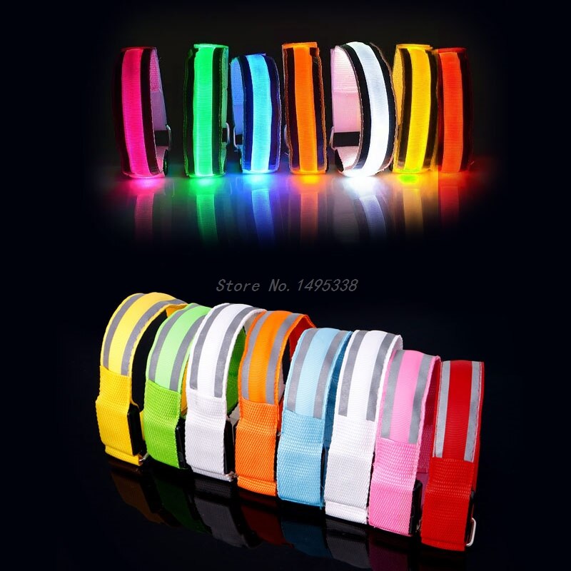 Banda para el brazo con luz LED, reflectante, correa de seguridad para el brazo, para ciclismo nocturno correr