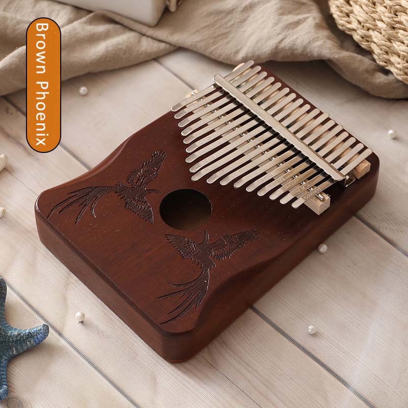 Kalimba 17 Keys Thumb Piano Handguard Wooden Mahogany Body Musical Instruments Kalimba Piano Music Box: Brown Phoenix