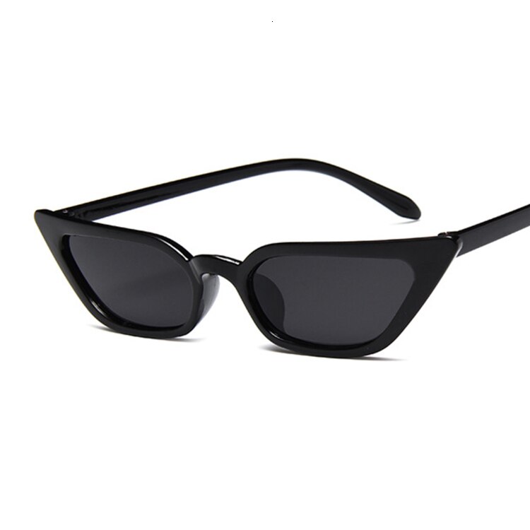 Gafas de sol de de ojo de gato de de lujo de de gafas triangulares estrechas pequeñas gafas de sol Vintage para mujer: Black Gray