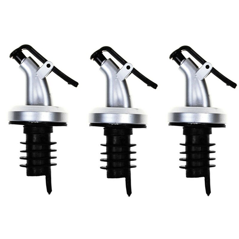 1/3Pcs Olie Fles Stopper Lock Plug Seal Lekvrije Food Grade Plastic Nozzle Spuit Drank Dispenser wijn Pourers Bar Gereedschap: 3PCS silver