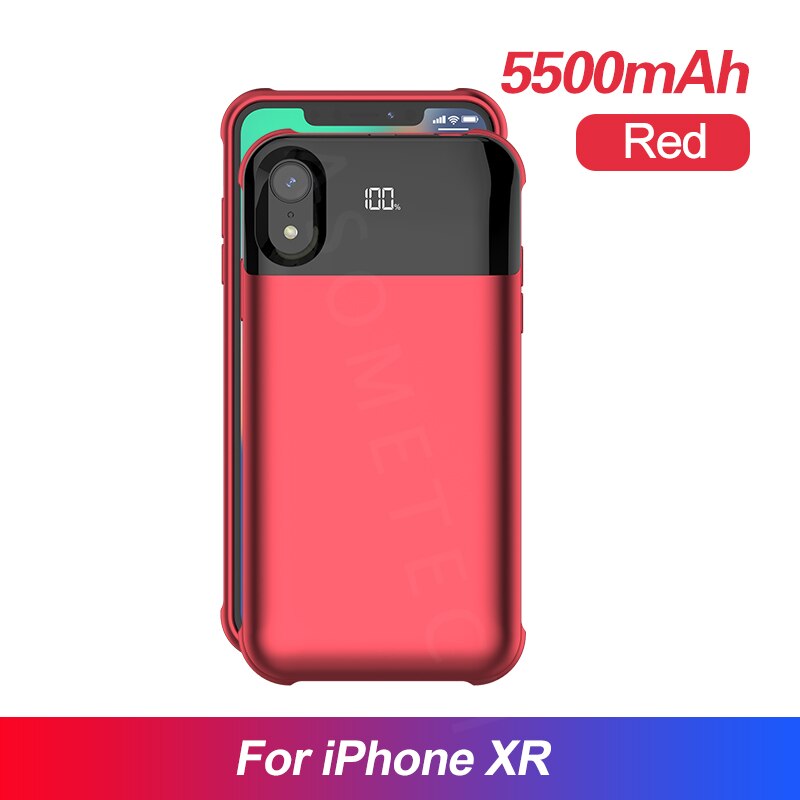 etui na baterie robić iPhone X XS XR XS MAX oddzielny wyświetlacz cyfrowy doprowadziło etui na Powerbank robić iPhone 11 zawodowiec MAX etui robić ładowania baterii: czerwony for XR