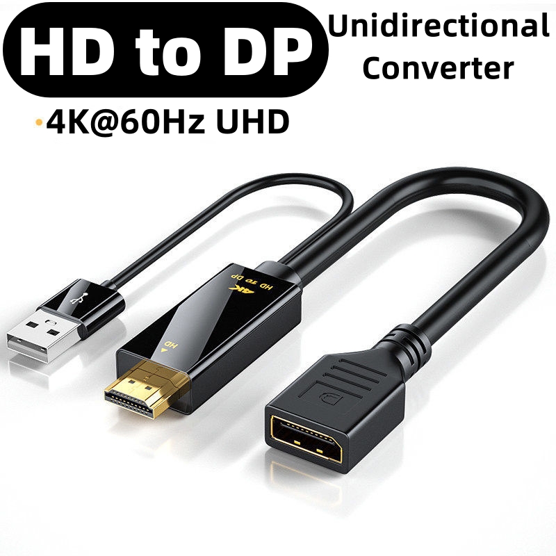 4K @ 60Hz HD naar DisplayPort Unidirectionele adapter met USB-netsnoer HDMI-compatibel naar DP-kabel voor pc Computer Game Monitor