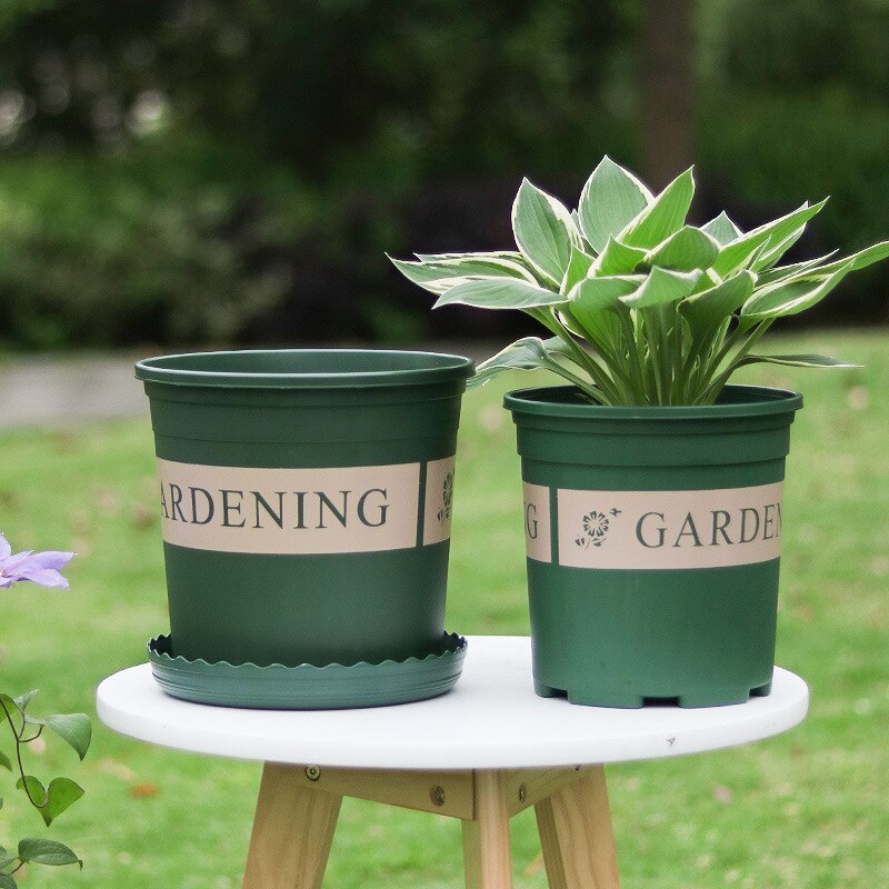 Maceta de resina de orquídeas para el hogar, cuenco grande con bandeja de plástico grueso para jardinería, galón de segunda generación